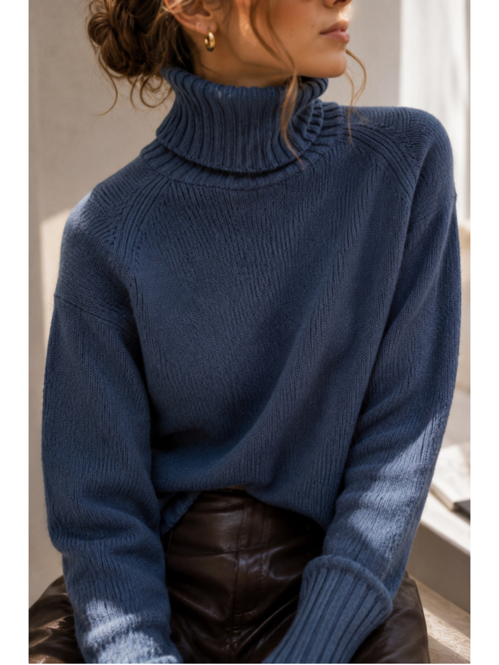 Zimmermann Funnel Neck Sweater 0P Marine Blue Wool Cashmere Knit Turtleneck NWT